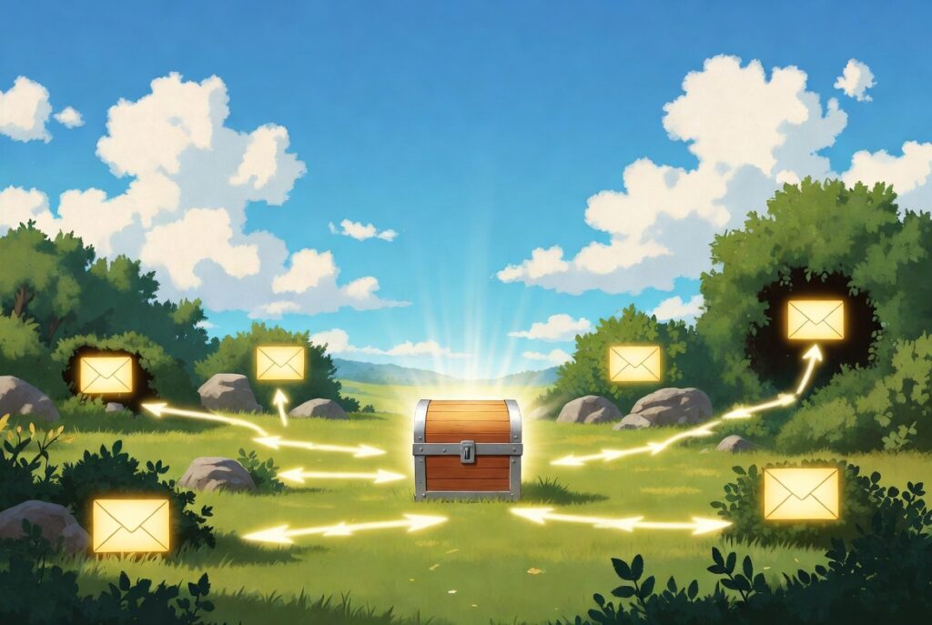 coffre chasse au trésor dans le jardin