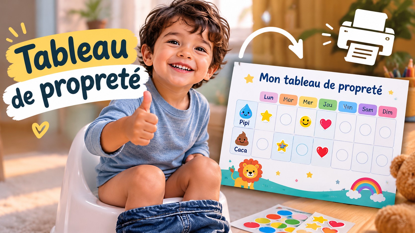 Tableau de propreté ludique et coloré
